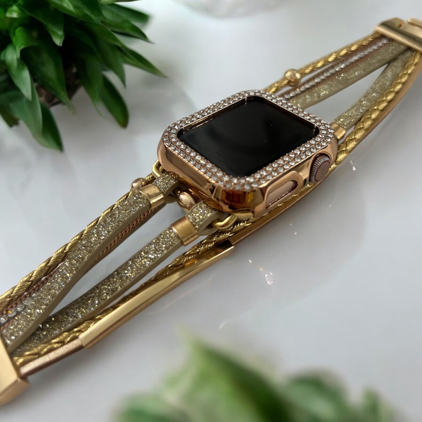 Apple Watch Rhinestone Bands with Stacked Bracelet Accent