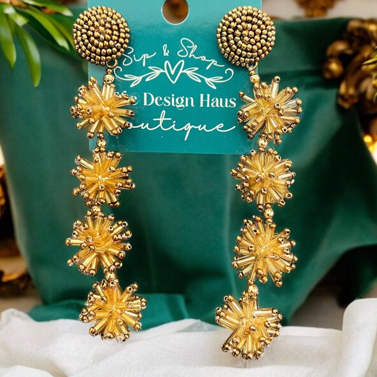 Seed Beaded Drop Earrings