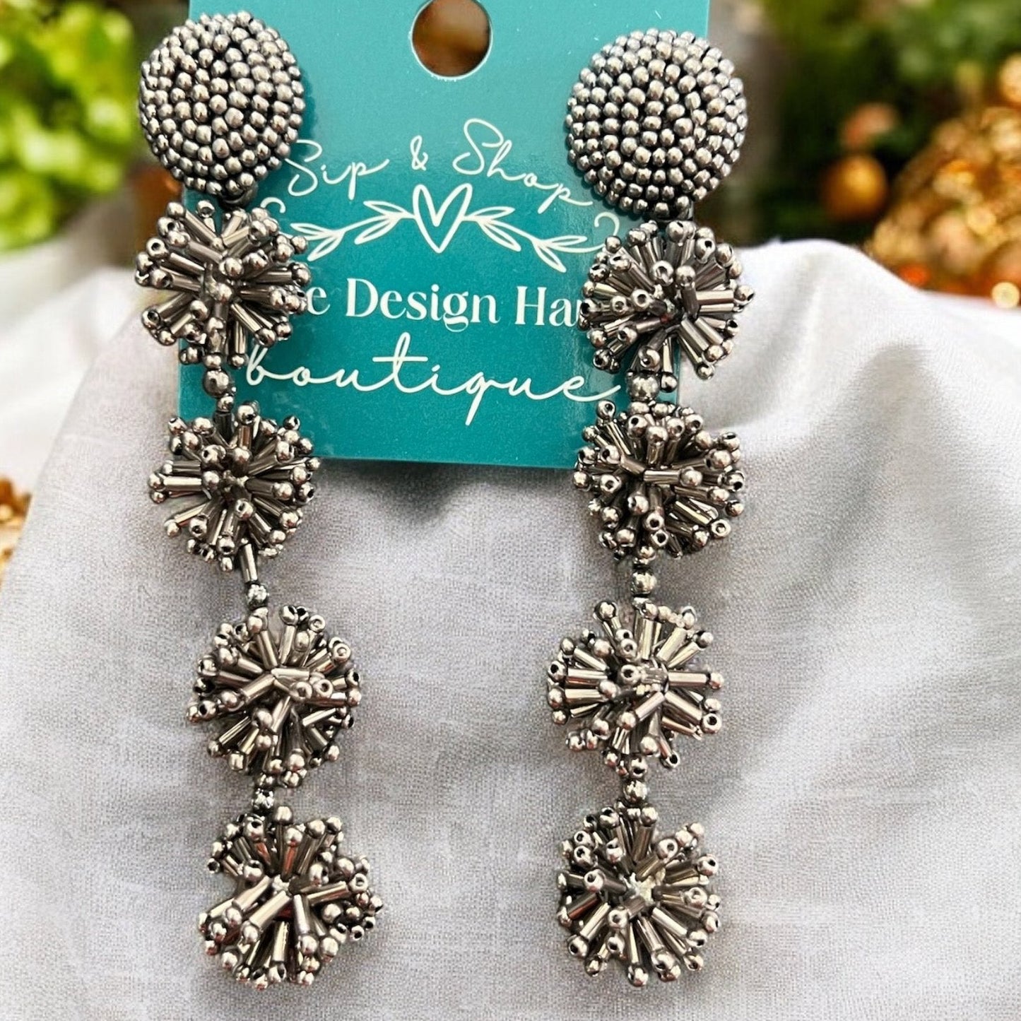 Seed Beaded Drop Earrings