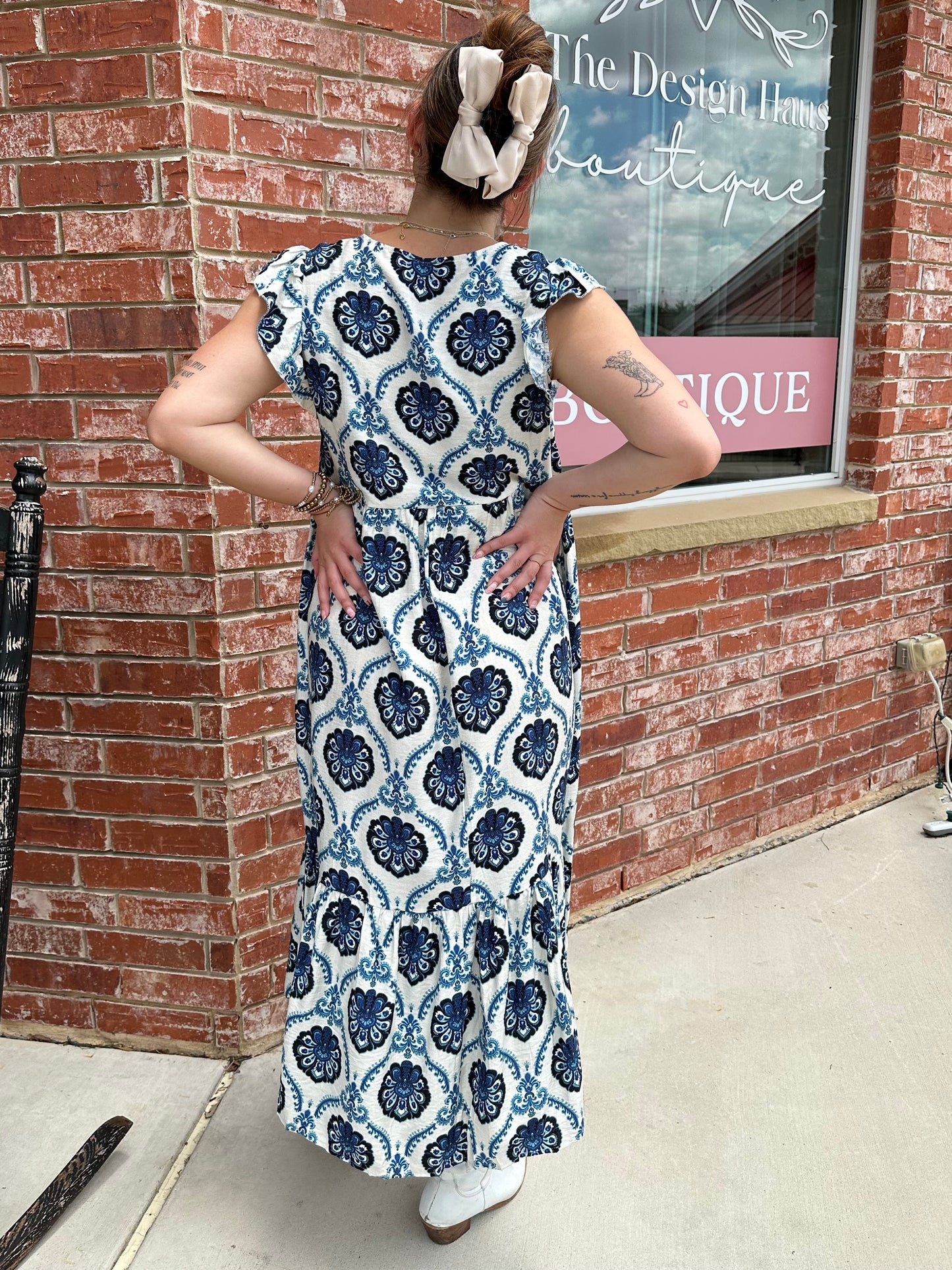V Neck Floral Maxi Dress