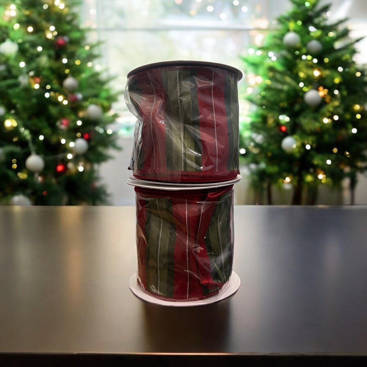 Striped Red & Green Ribbon