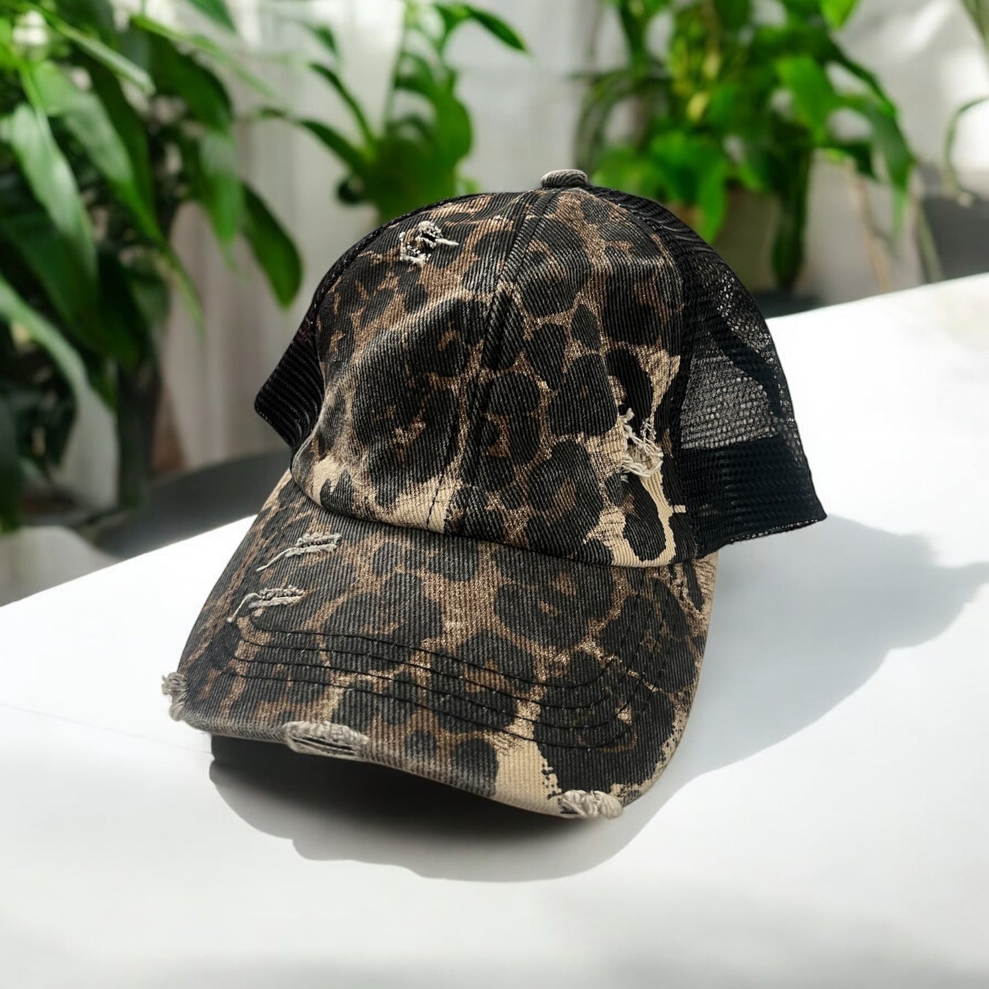 Distressed Baseball Caps with Crisscross backing