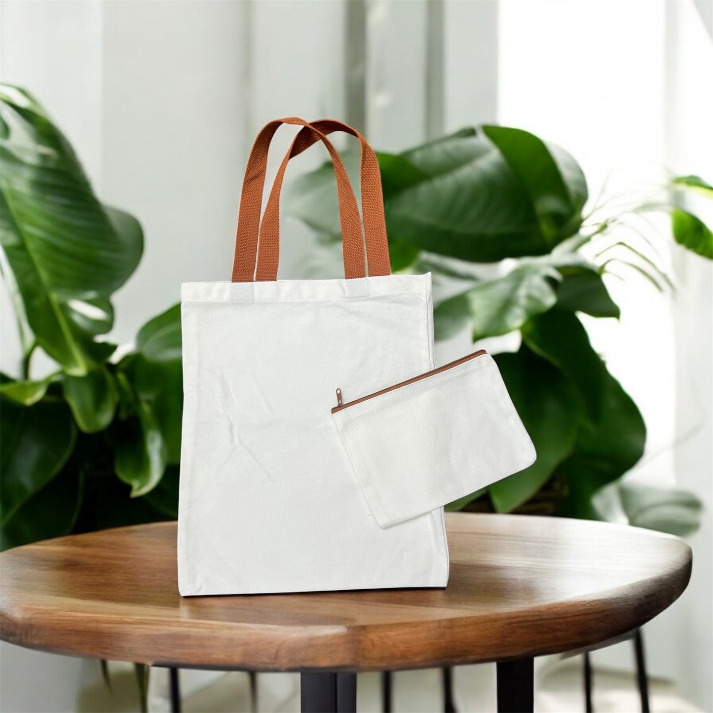 Canvas Tote Bag with Matching Makeup Bag