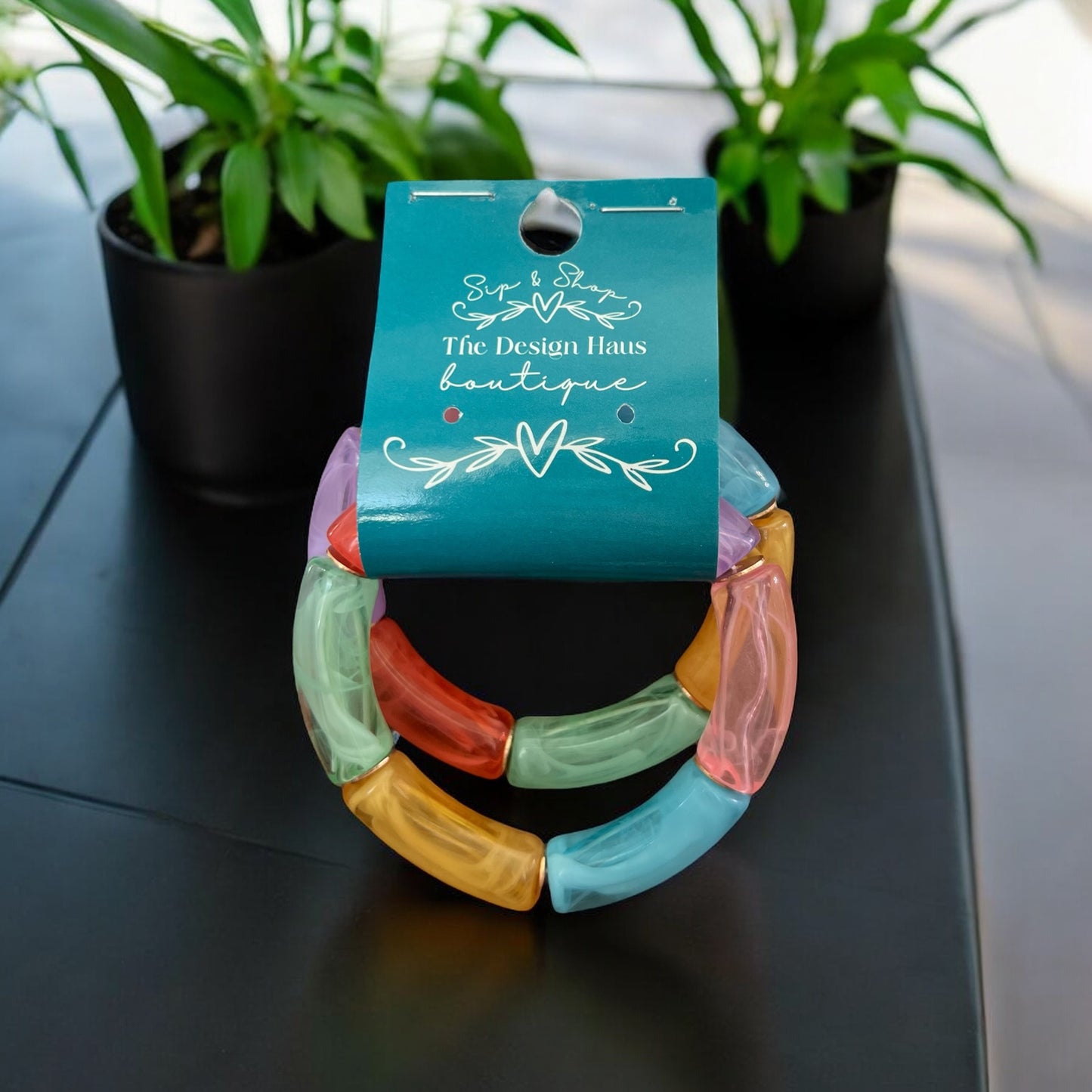 Set of 2 Acrylic Beaded Bracelets