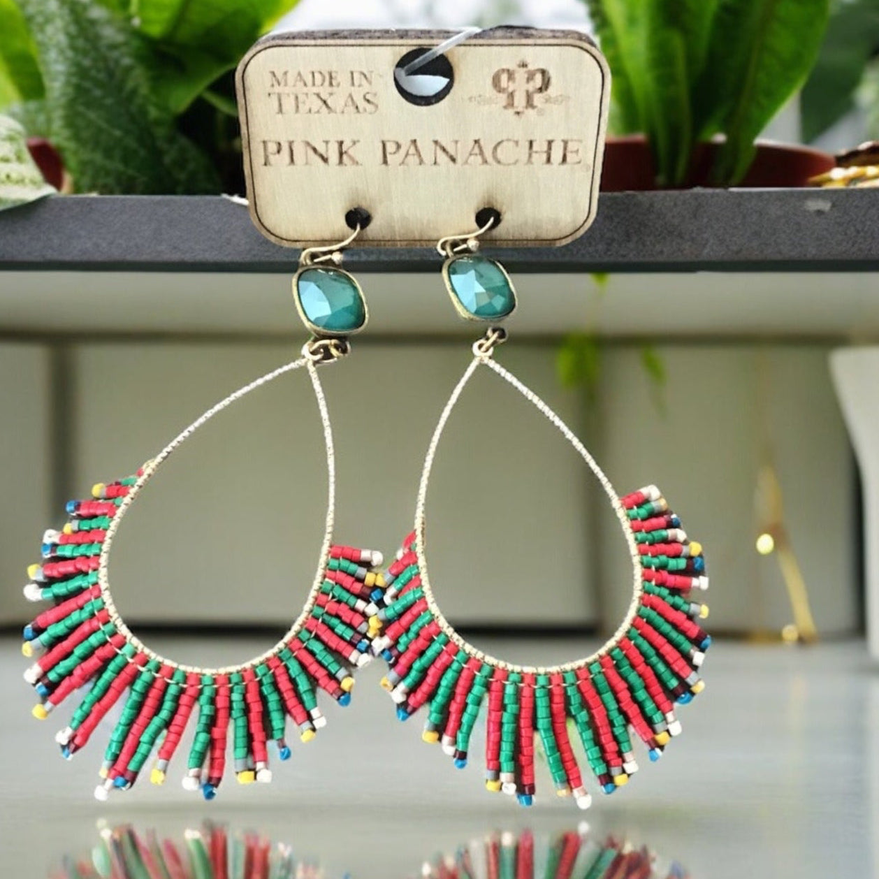 Red & Green Beaded Earrings