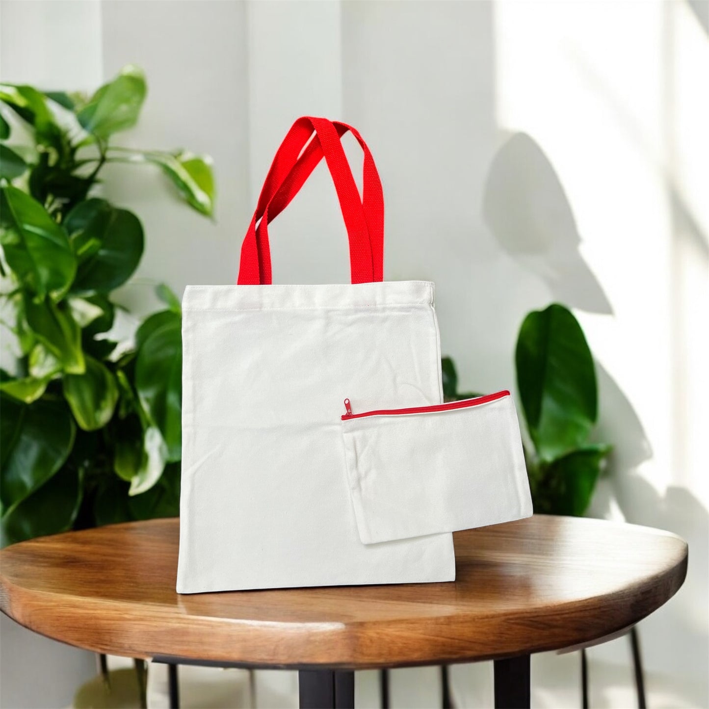 Canvas Tote Bag with Matching Makeup Bag