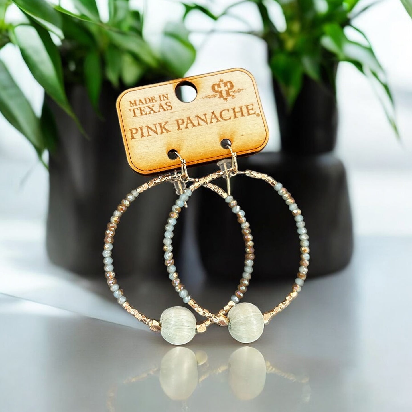 Circle Earring with Raffia Bead