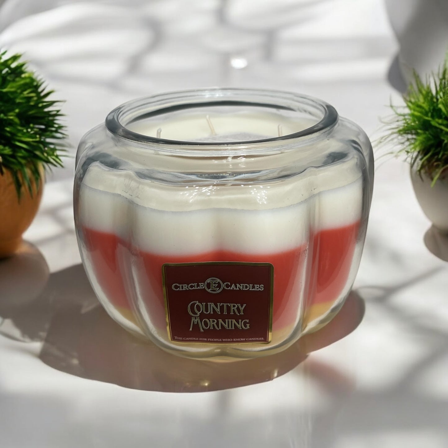Pumpkin Candy Corn Circle E Candle