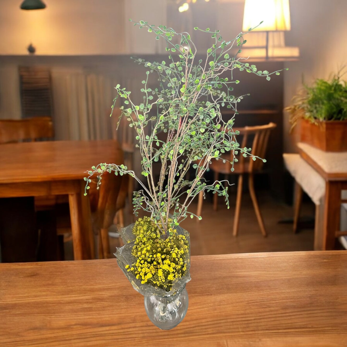 Home Decor Branch Stem with Green Leaves
