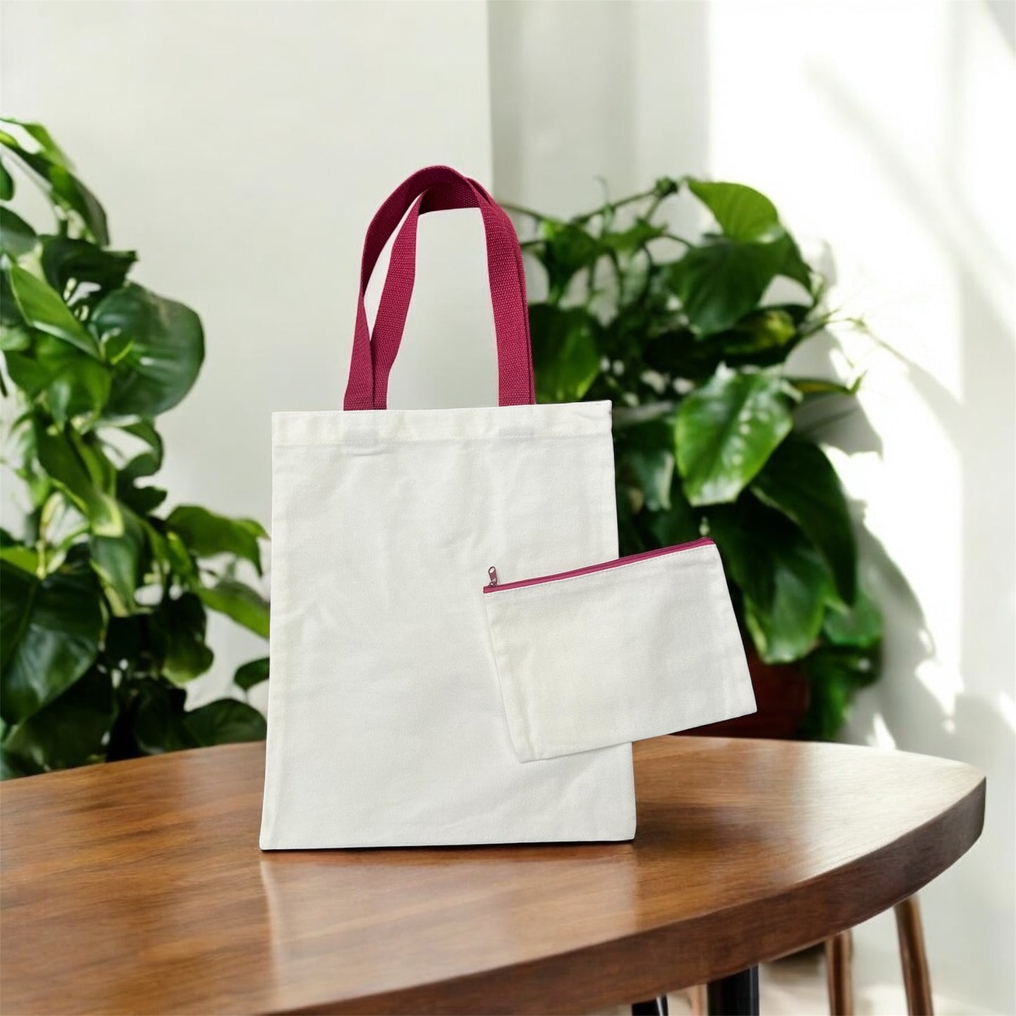 Canvas Tote Bag with Matching Makeup Bag