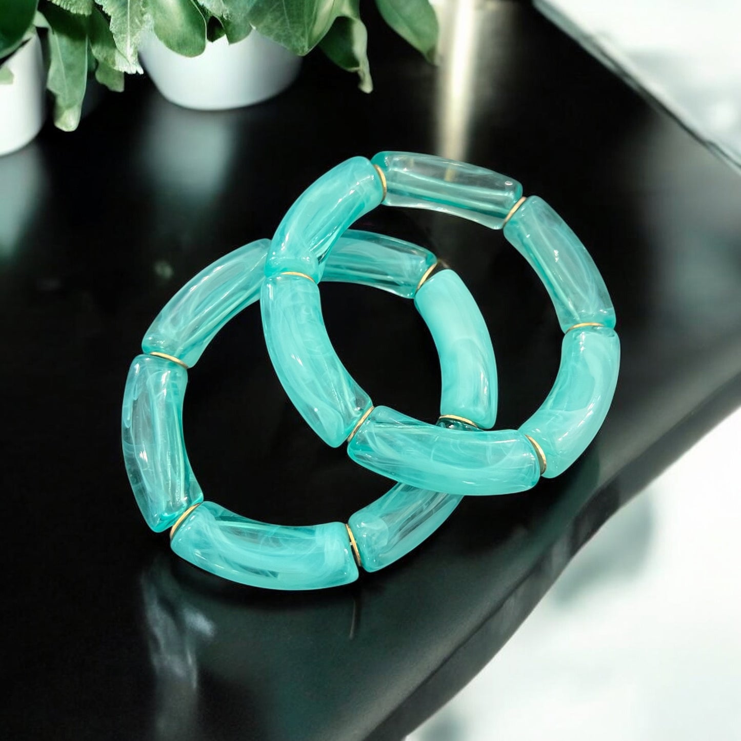 Set of 2 Acrylic Beaded Bracelets