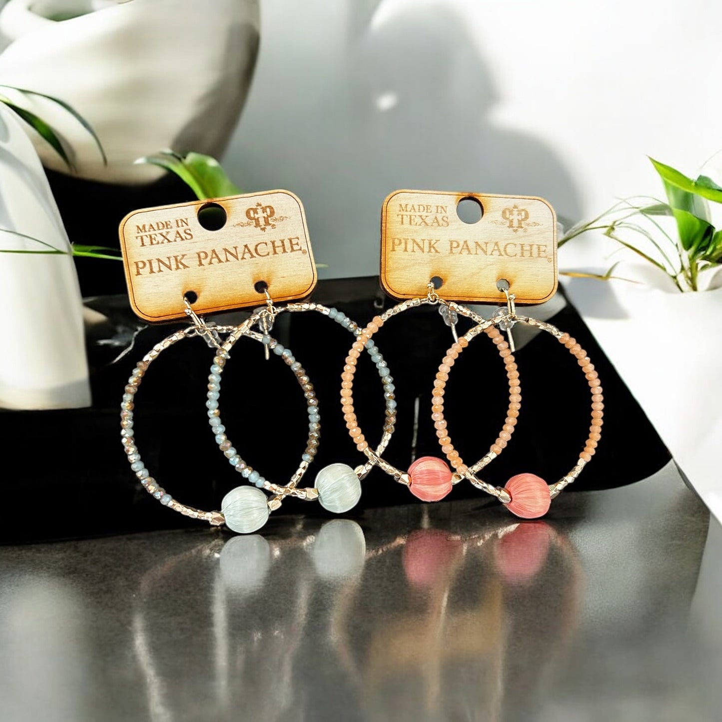 Circle Earring with Raffia Bead