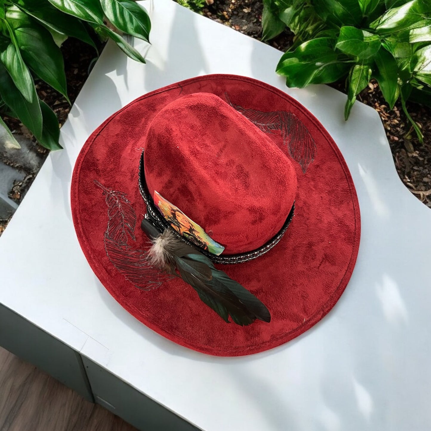 Custom Red Wine Suede Hat