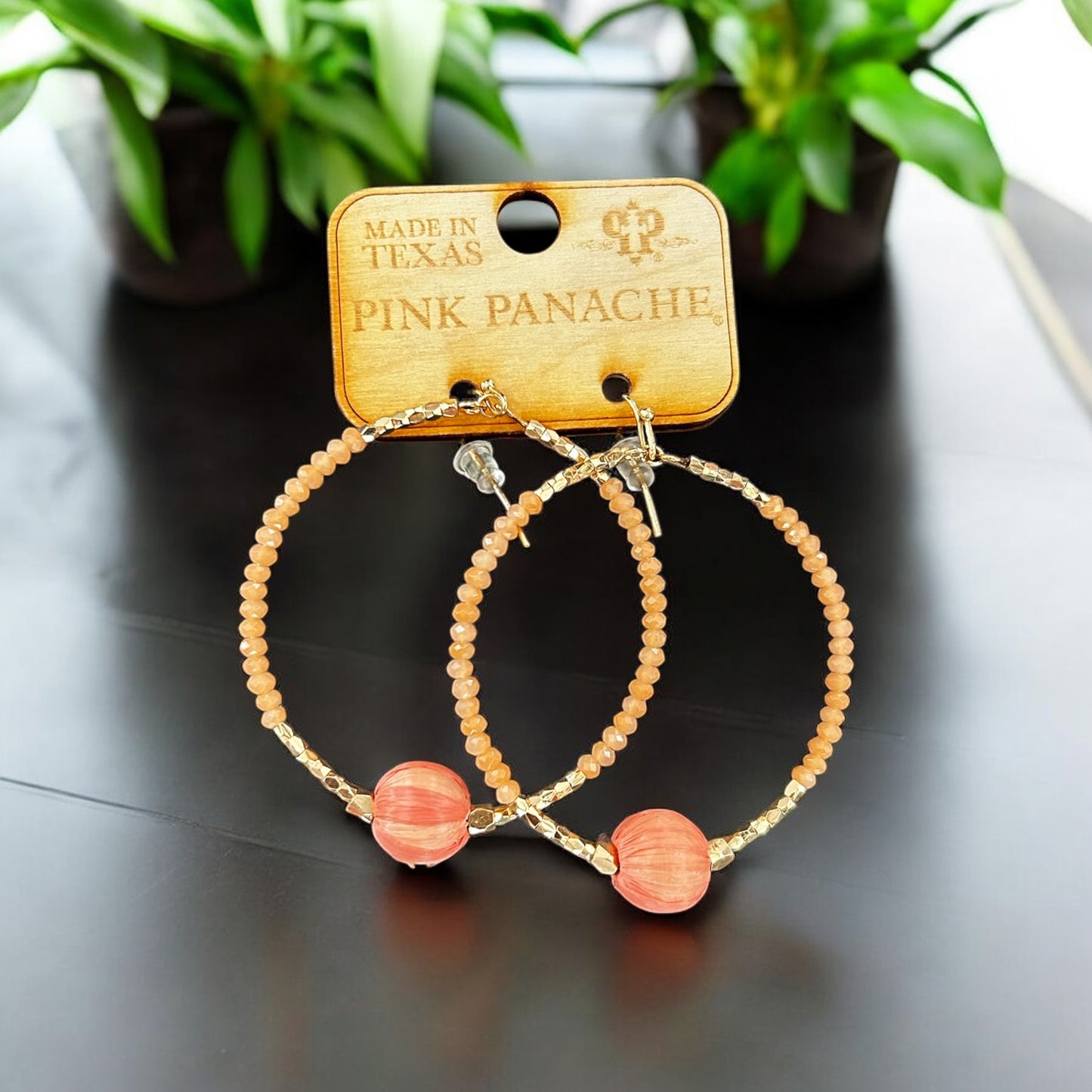 Circle Earring with Raffia Bead