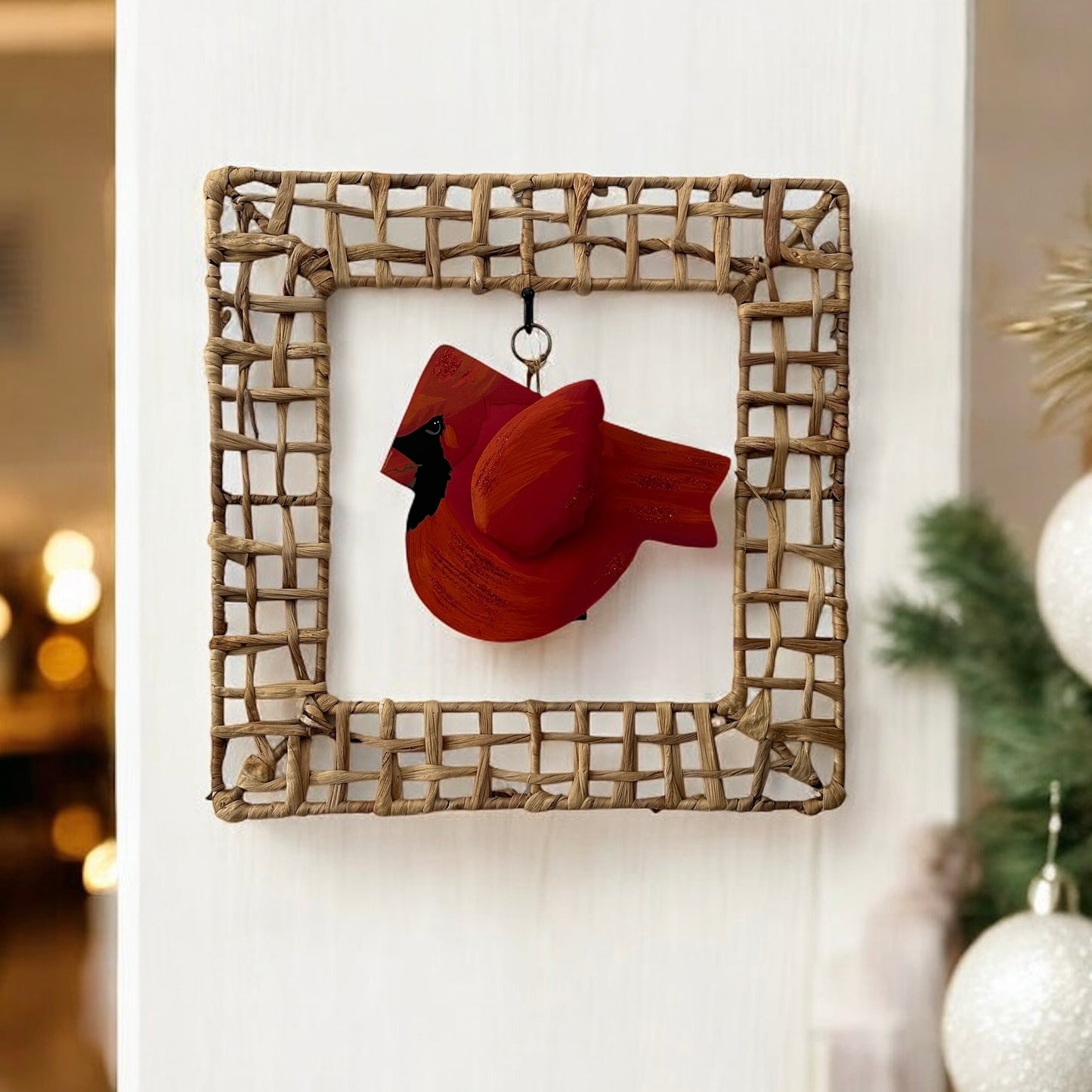 Glittery Cardinal Charm