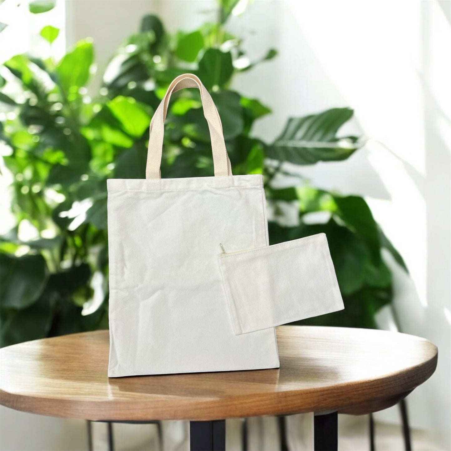 Canvas Tote Bag with Matching Makeup Bag