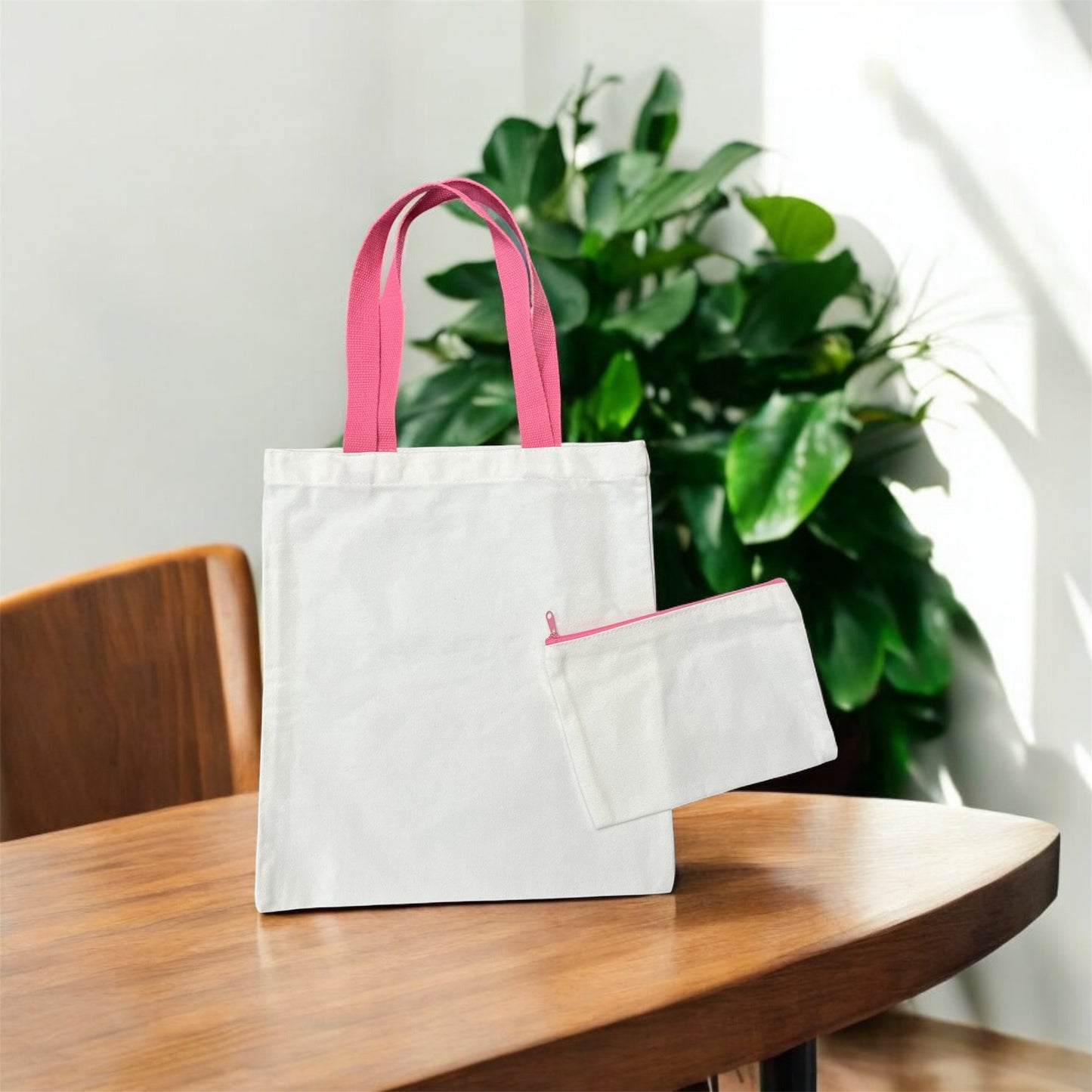 Canvas Tote Bag with Matching Makeup Bag