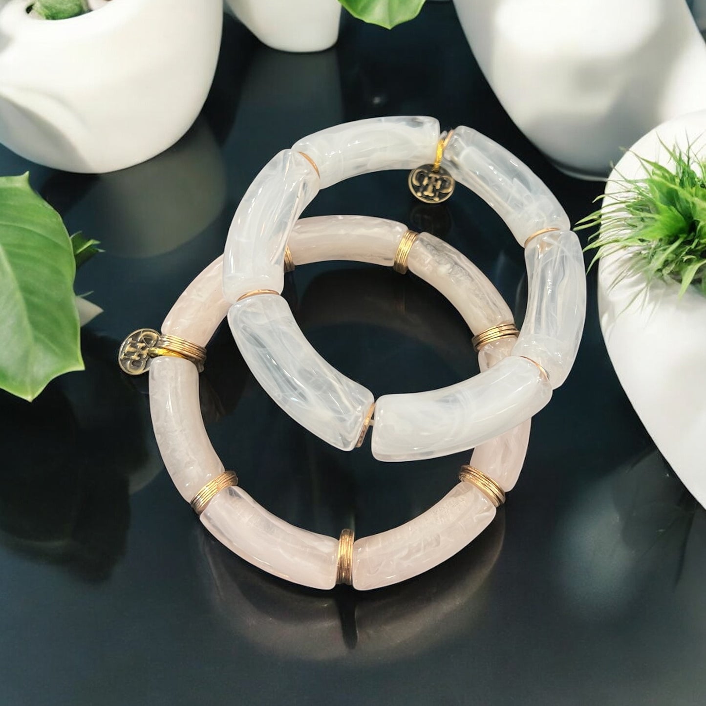 Set of 2 Acrylic Beaded Bracelets