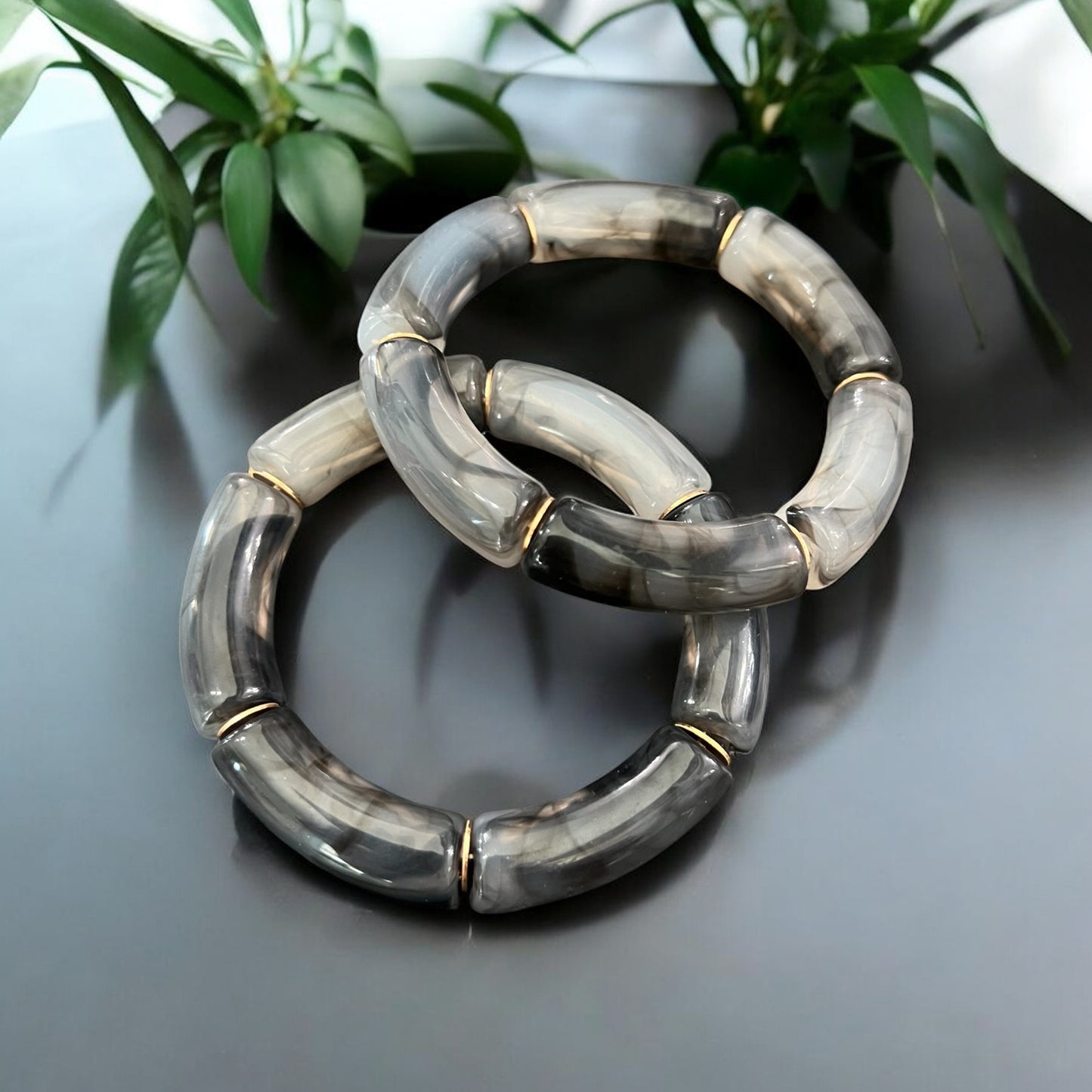 Set of 2 Acrylic Beaded Bracelets