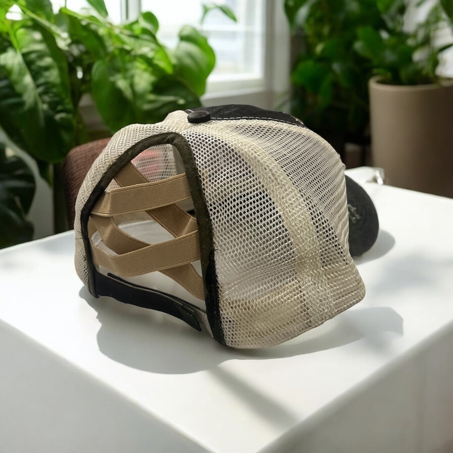 Distressed Baseball Caps with Crisscross backing