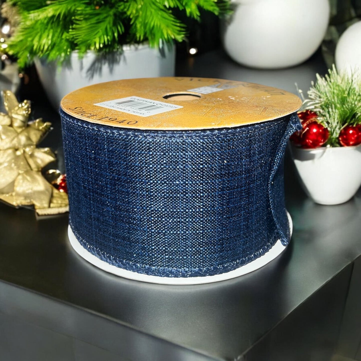 Midnight Blue Burlap Ribbon