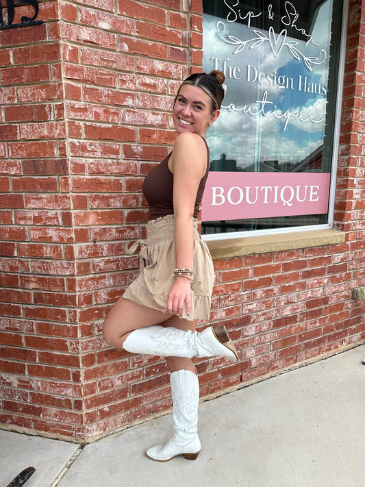 Khaki High Waist Shorts