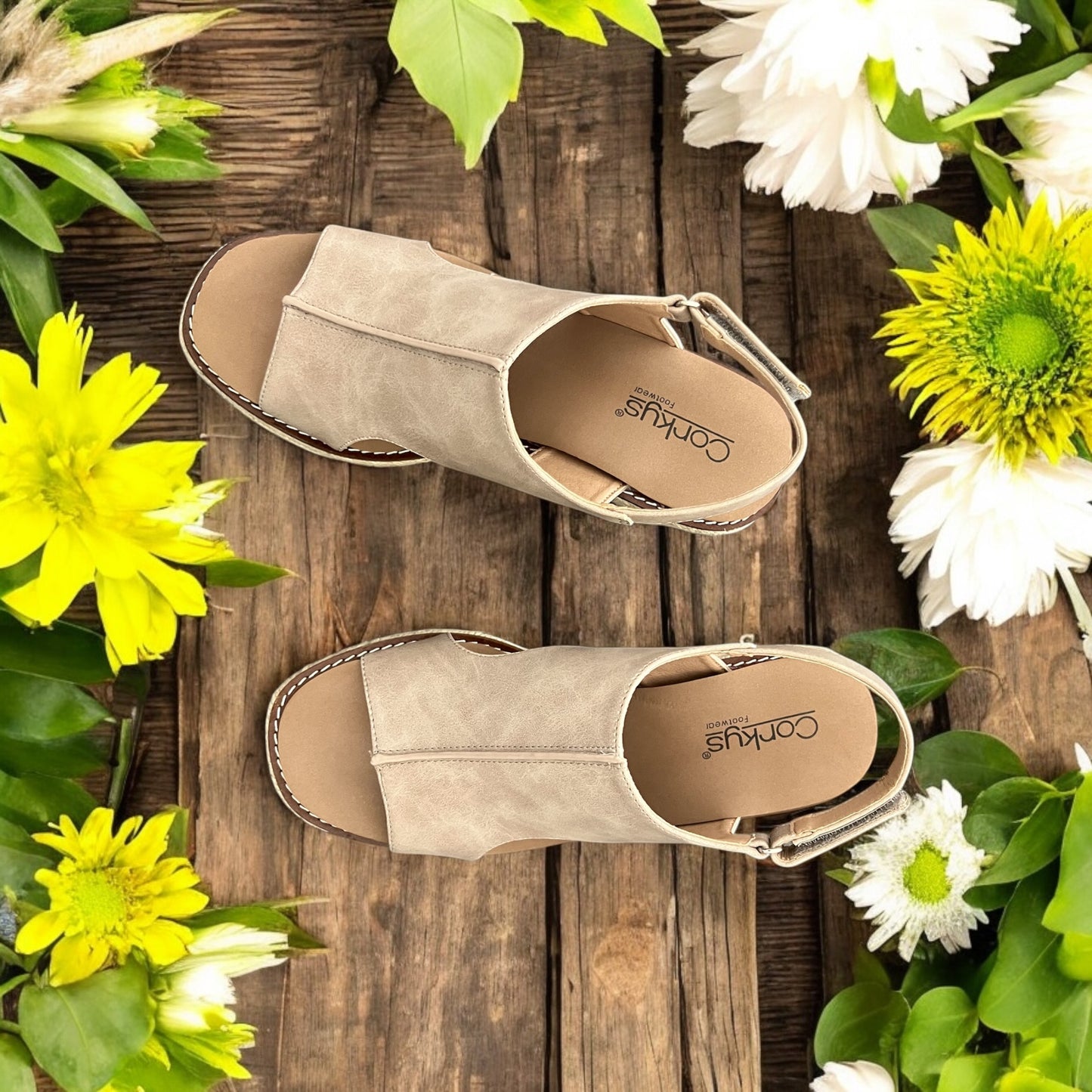 K Bye Taupe Wedge Sandals