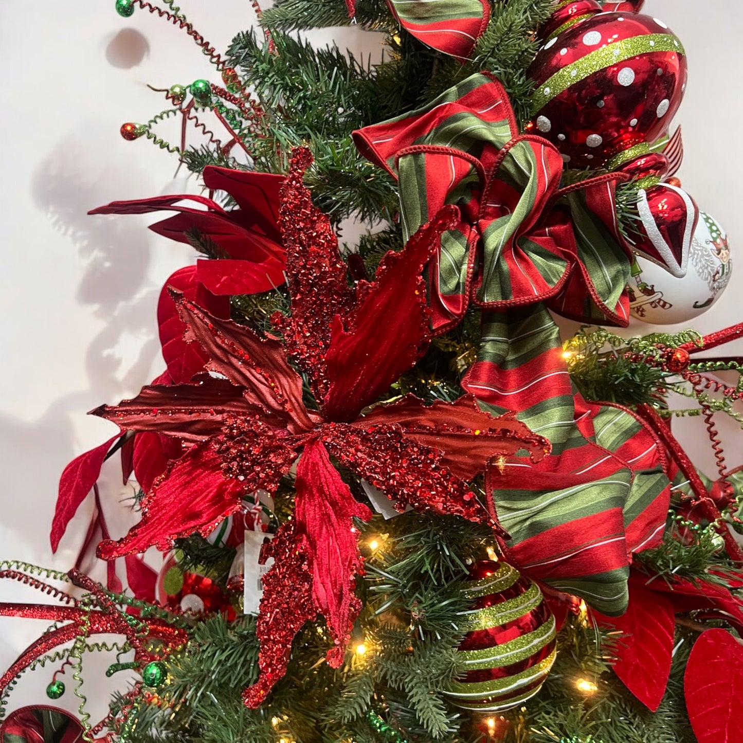 Bejeweled Poinsettia Long Stem Flower Decor