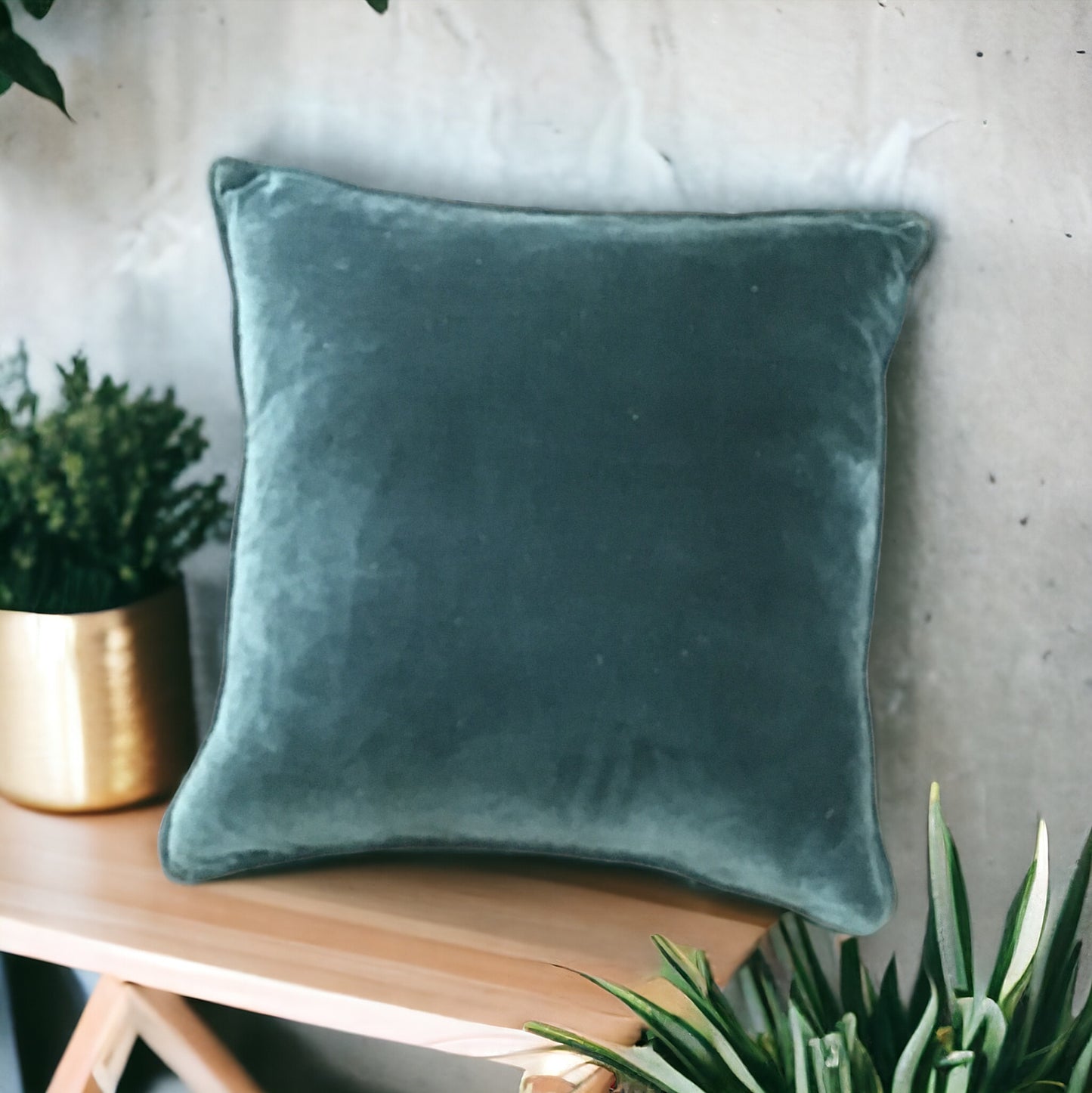 Slate Blue Velvet Pillow