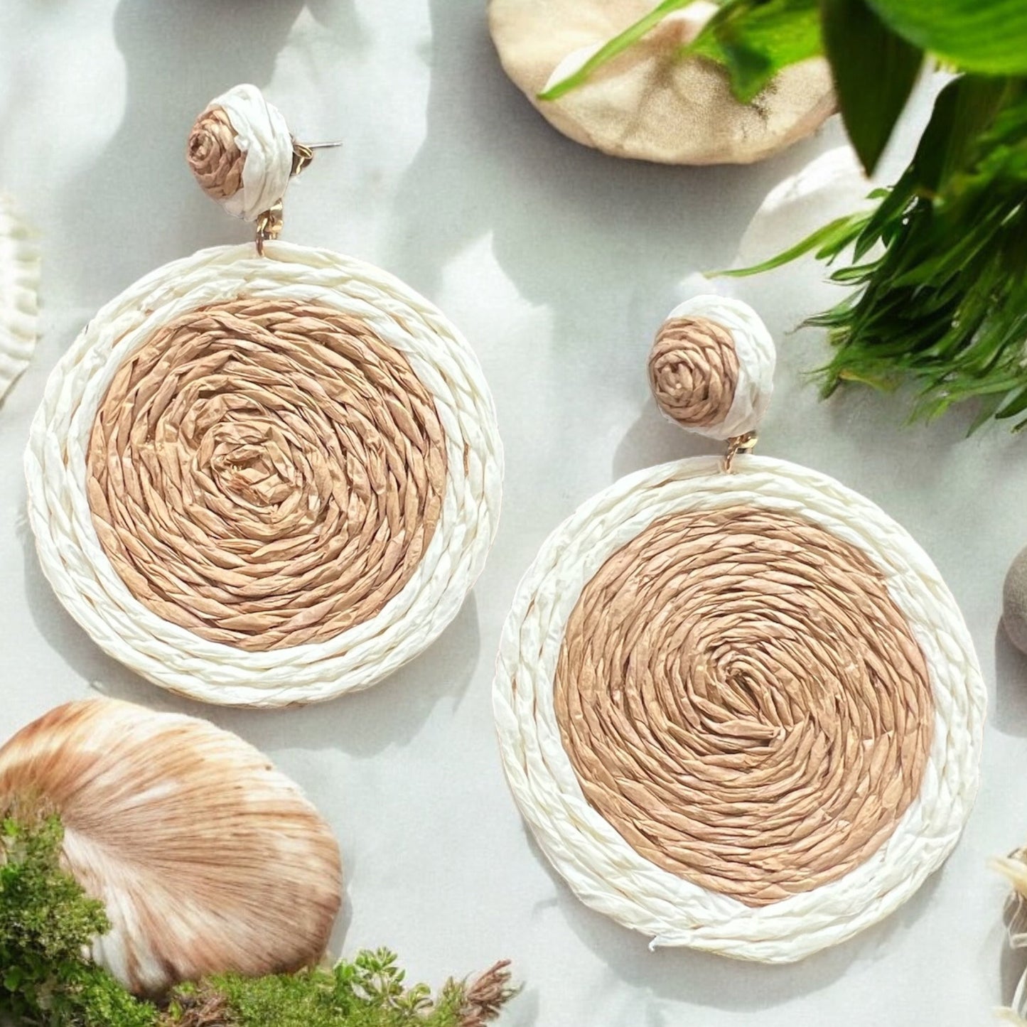Round Coastal Rattan Earrings