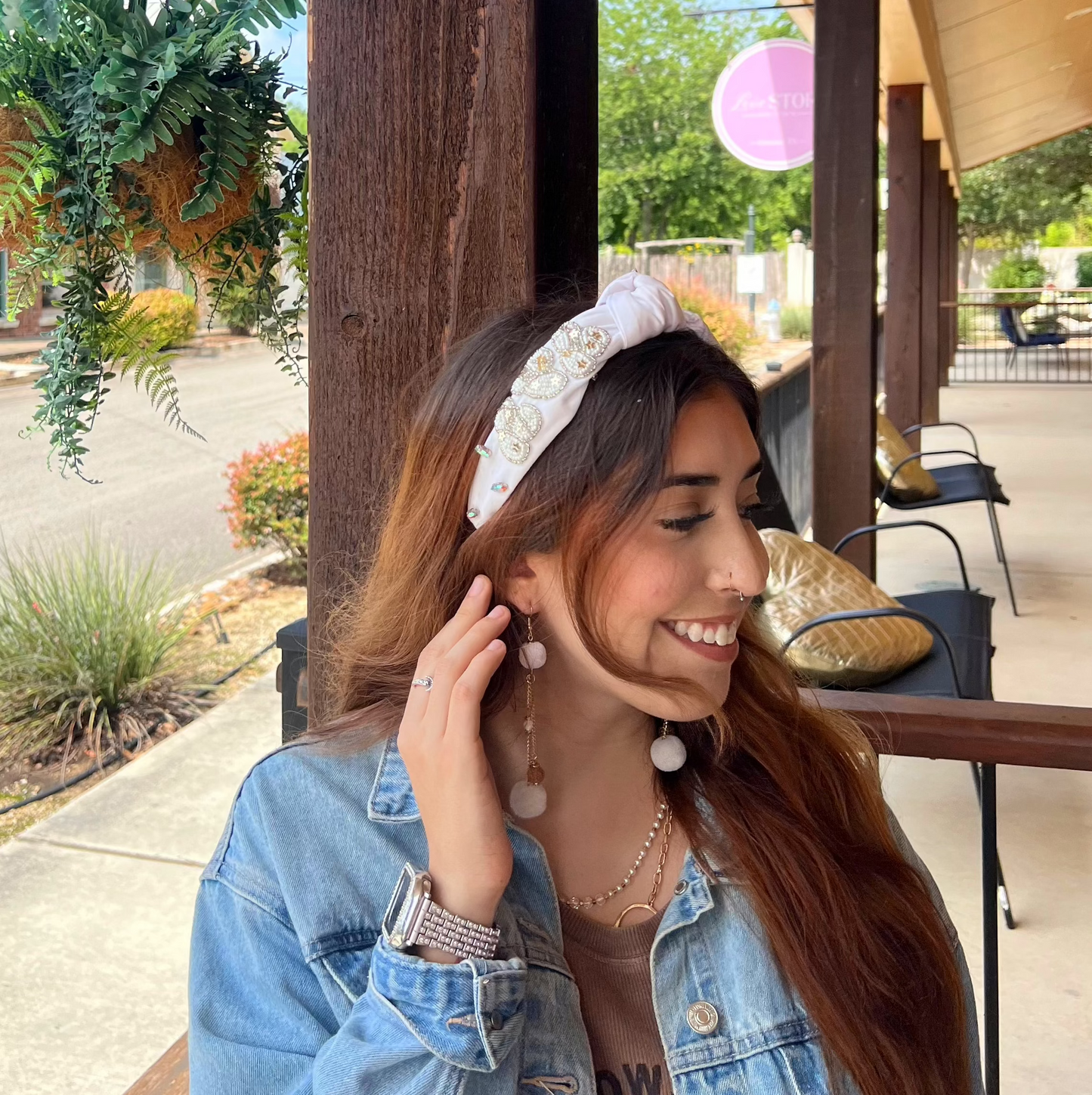 White Beaded Headband