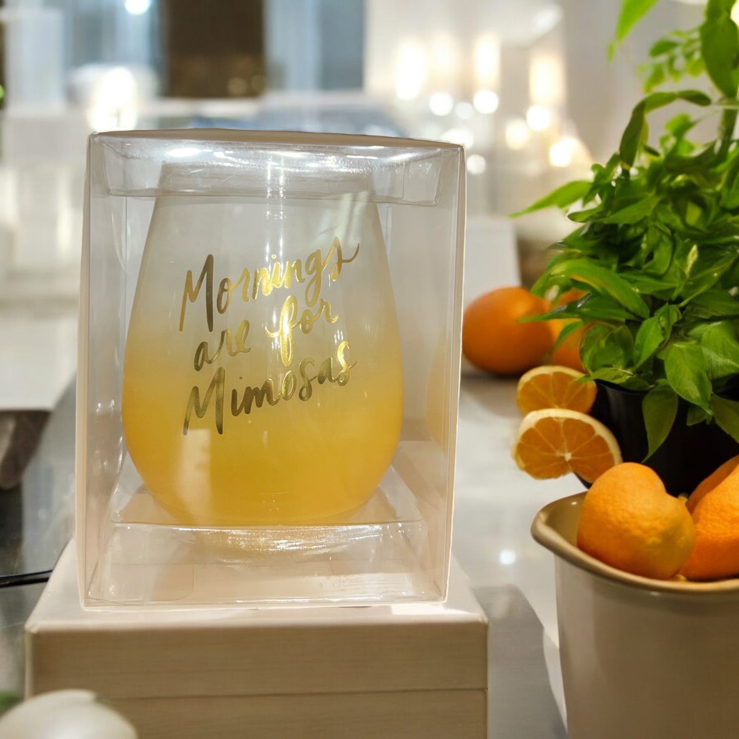 “Morning are for Mimosas” Jumbo Wine Glass