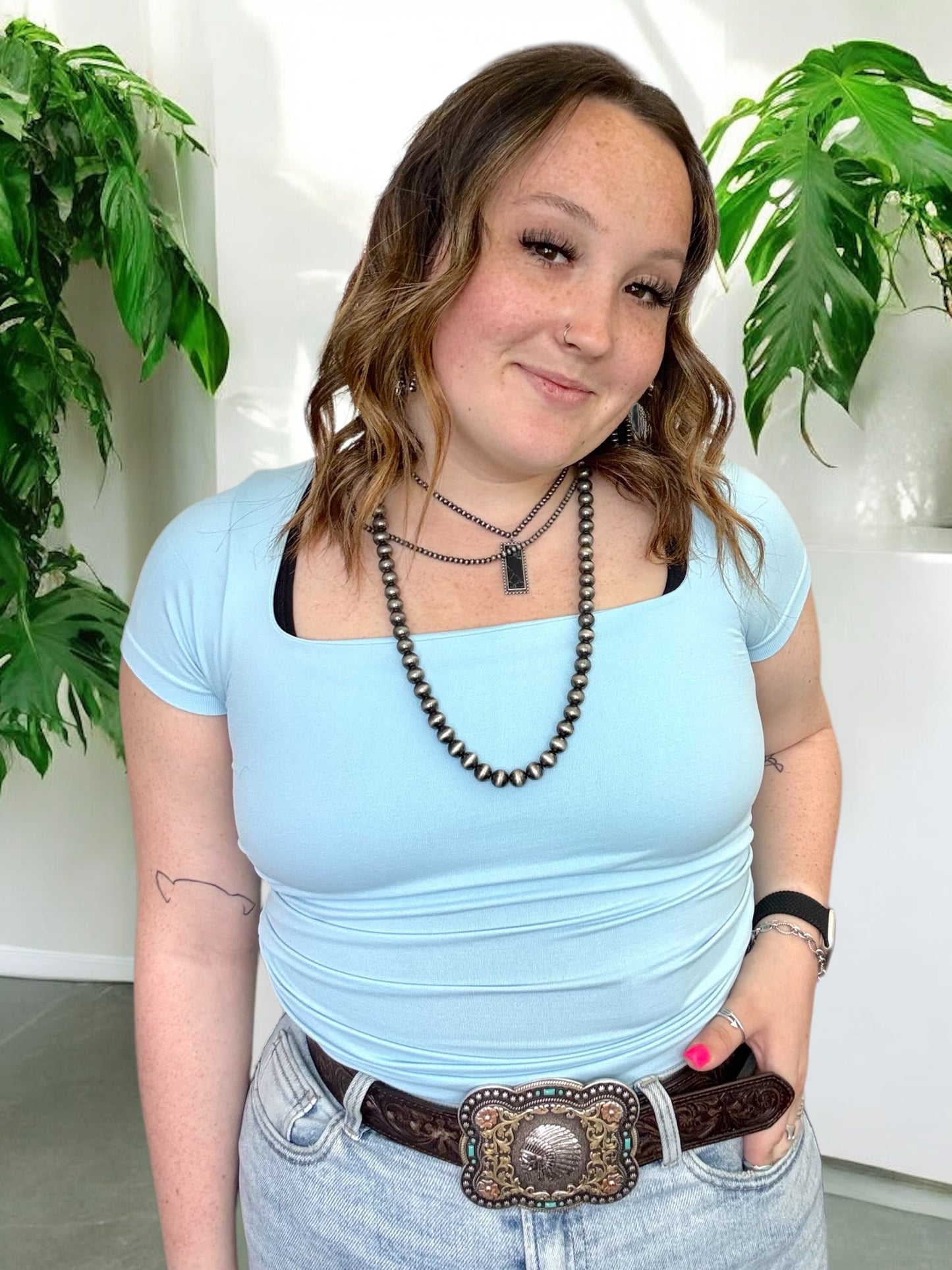 Square neck top