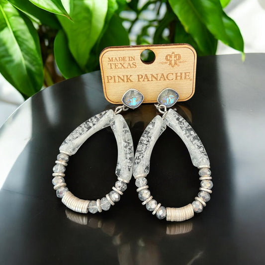 Bamboo Tube and Disc Bead Teardrop Earring