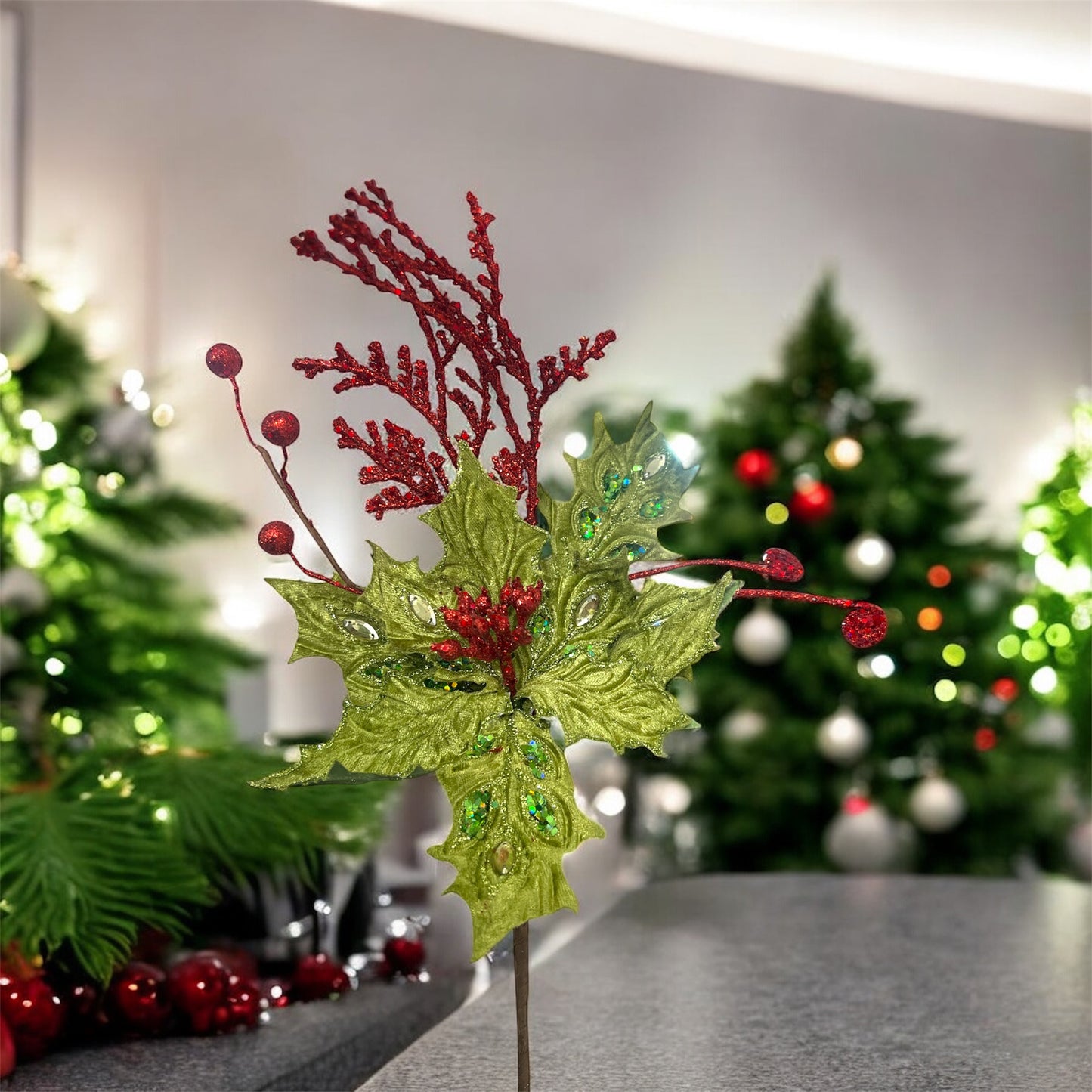 Bejeweled Christmas Flower Decoration