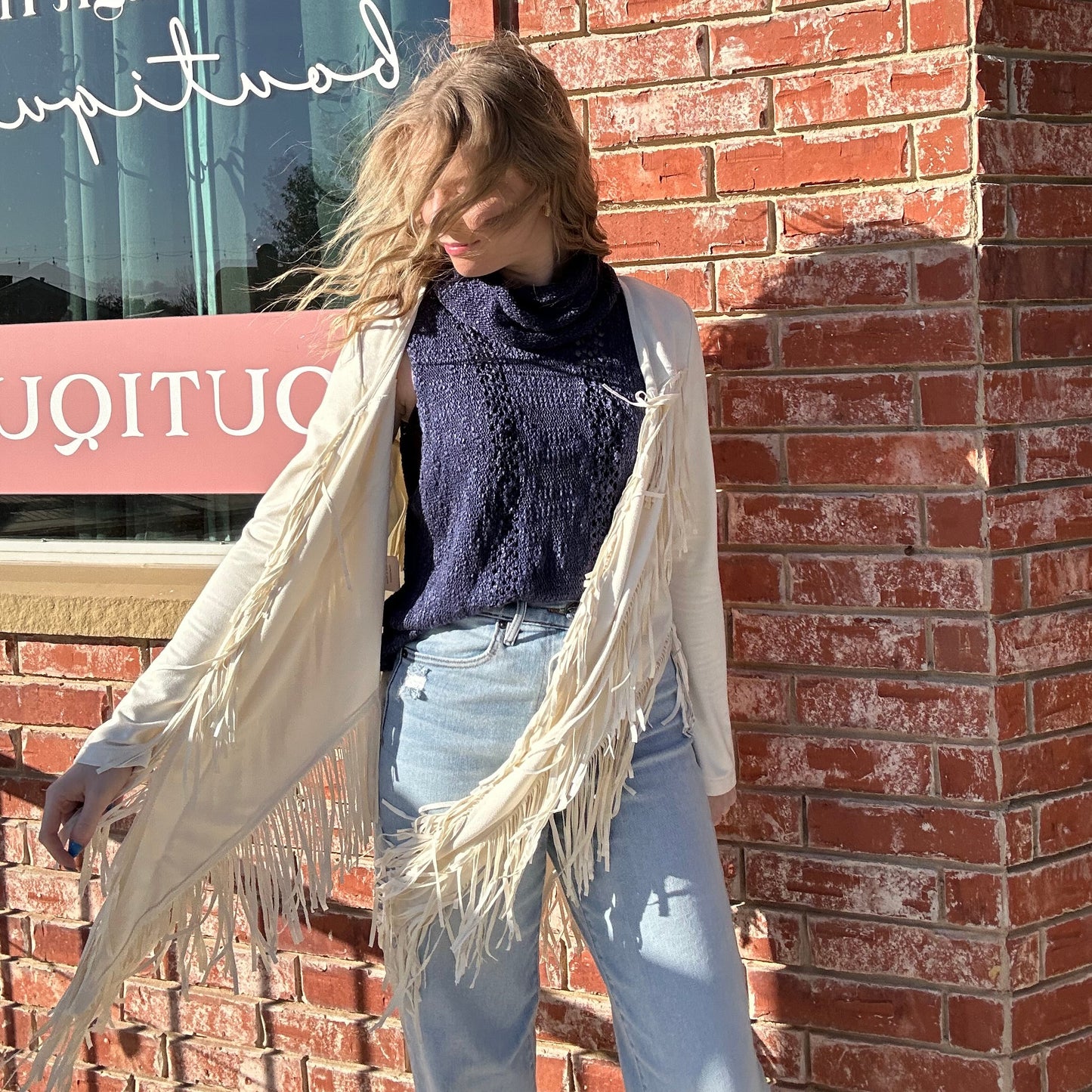 Fringed Ivory Western Jacket