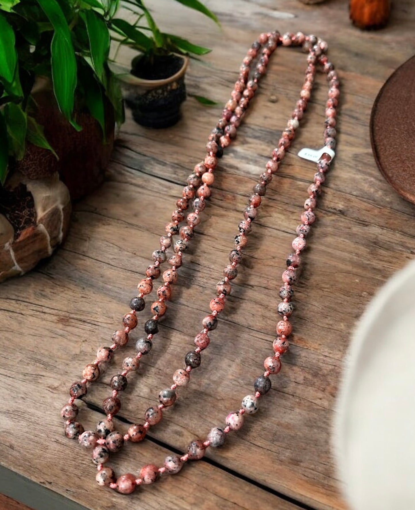 Glass Coral Bead Necklace