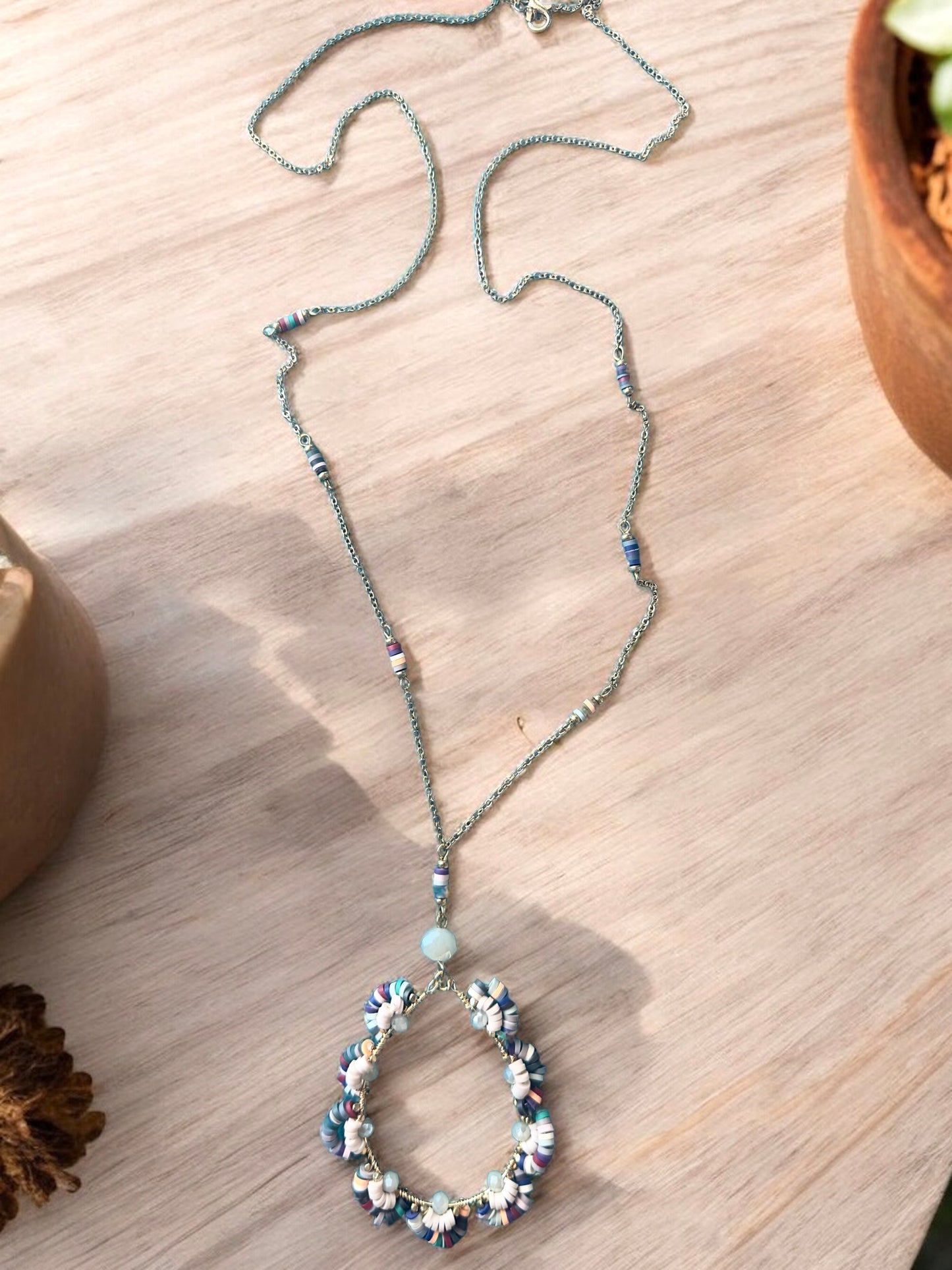 Multicolored Teardrop Pendant Necklace