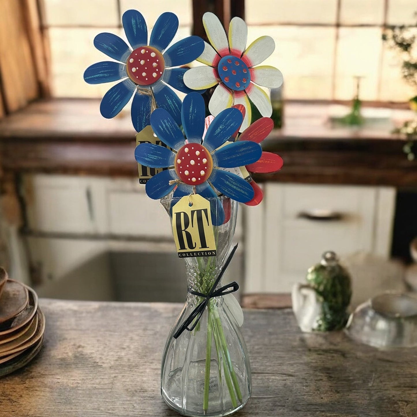 Red, White, & Blue Flowers Stake