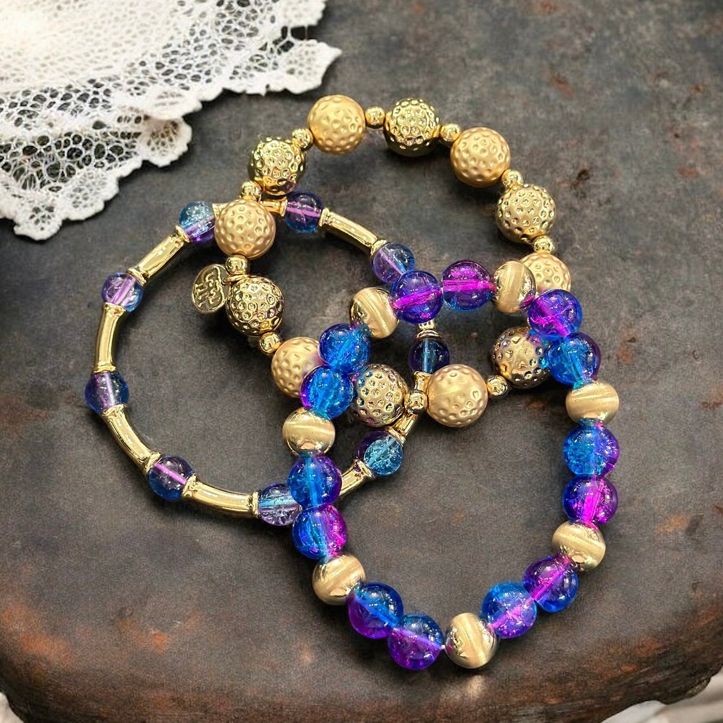 Ombré Crackle Bracelet Set