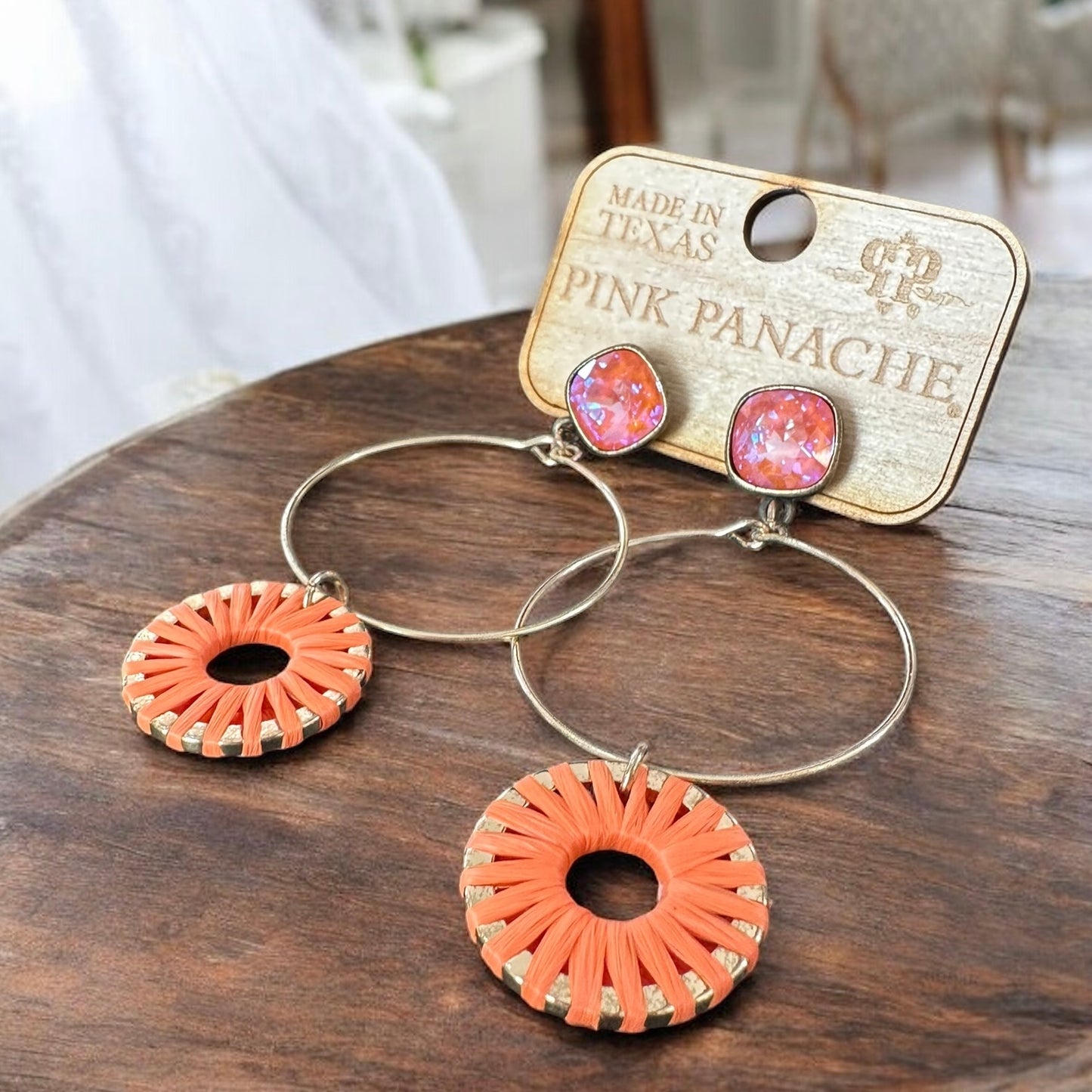 Wrapped Orange Hoop Earrings