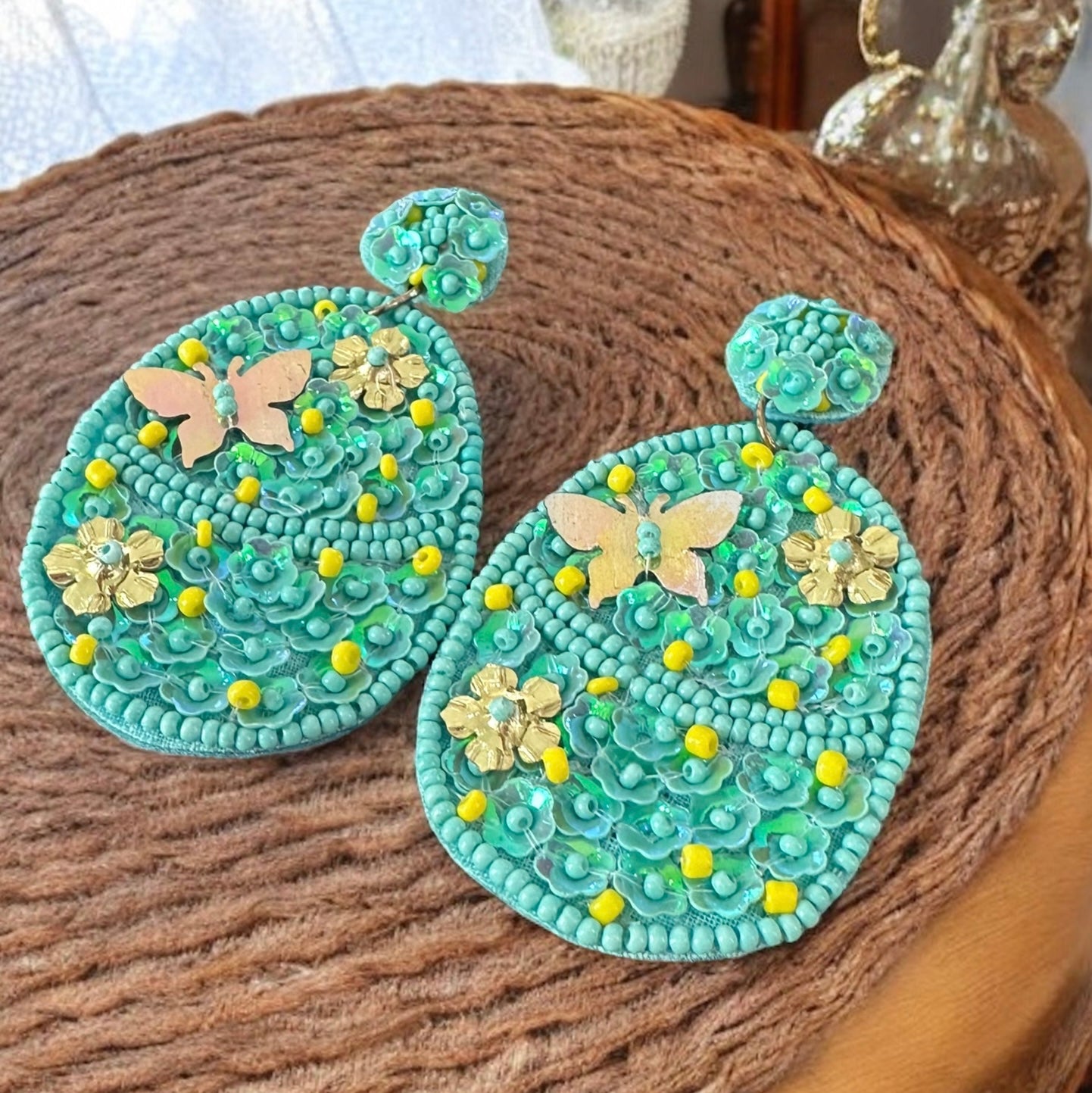 Beaded Easter Egg Earrings
