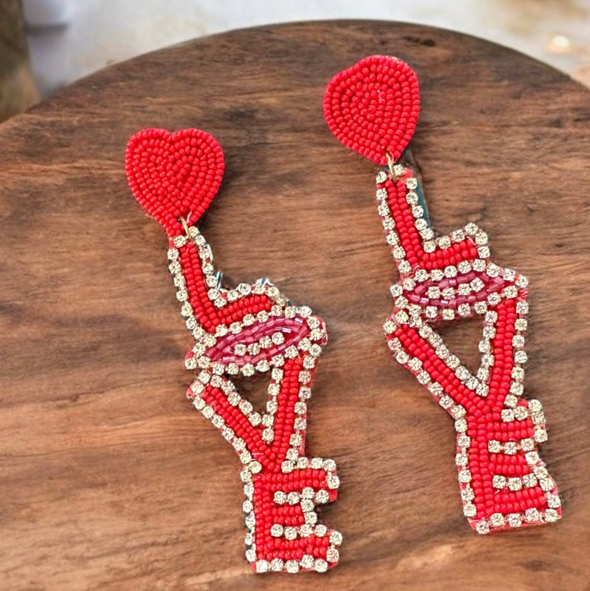 Beaded “LOVE” Earrings