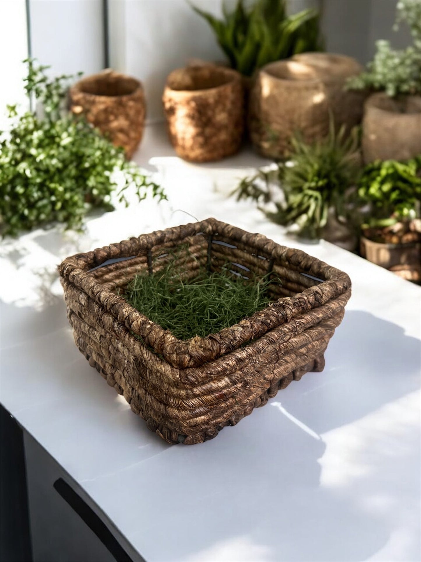 Brown Handwoven Small Square Storage Basket