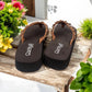 No Running Cognac Flower Flip Flops