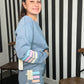 Denim w/pastel stripes shorts