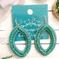 Beaded Teal Teardrop Earrings