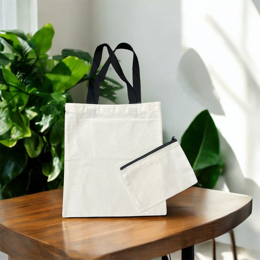 Canvas Tote Bag with Matching Makeup Bag
