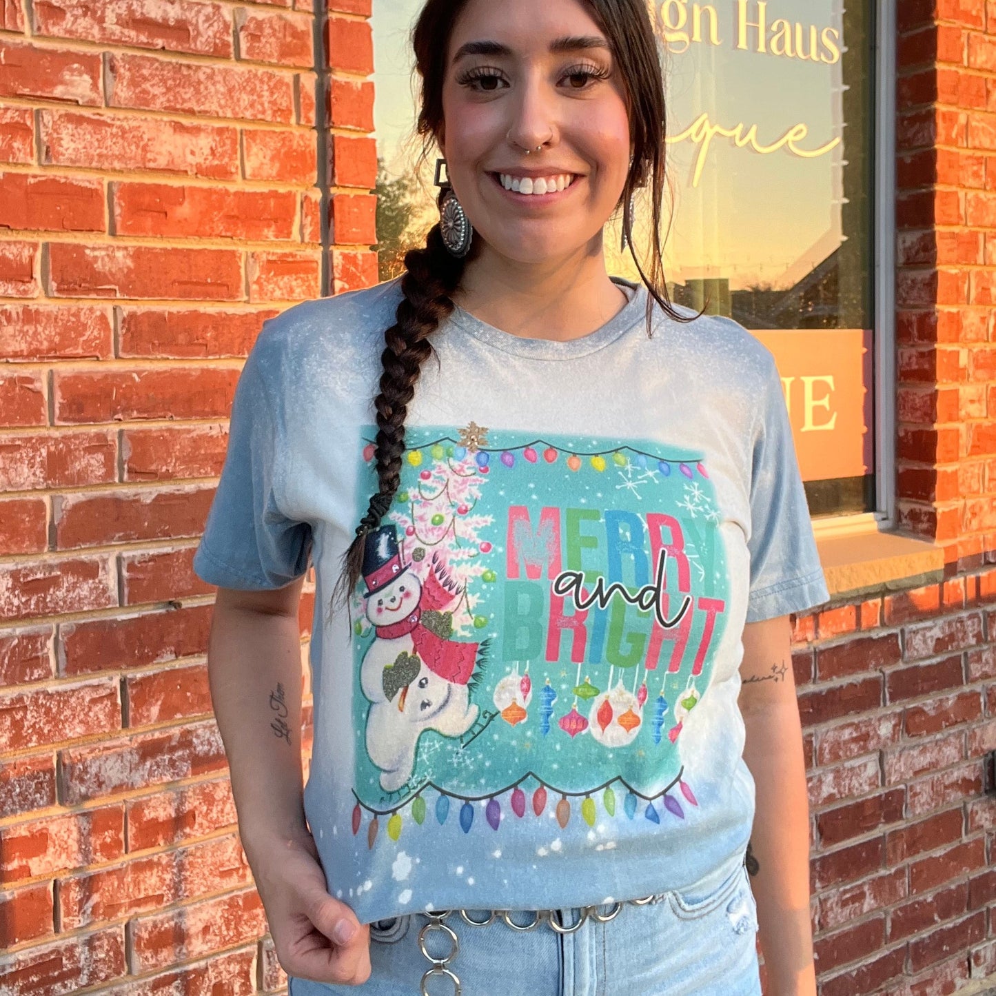 “Merry & Bright” Bleached T-Shirt