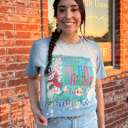 “Merry & Bright” Bleached T-Shirt